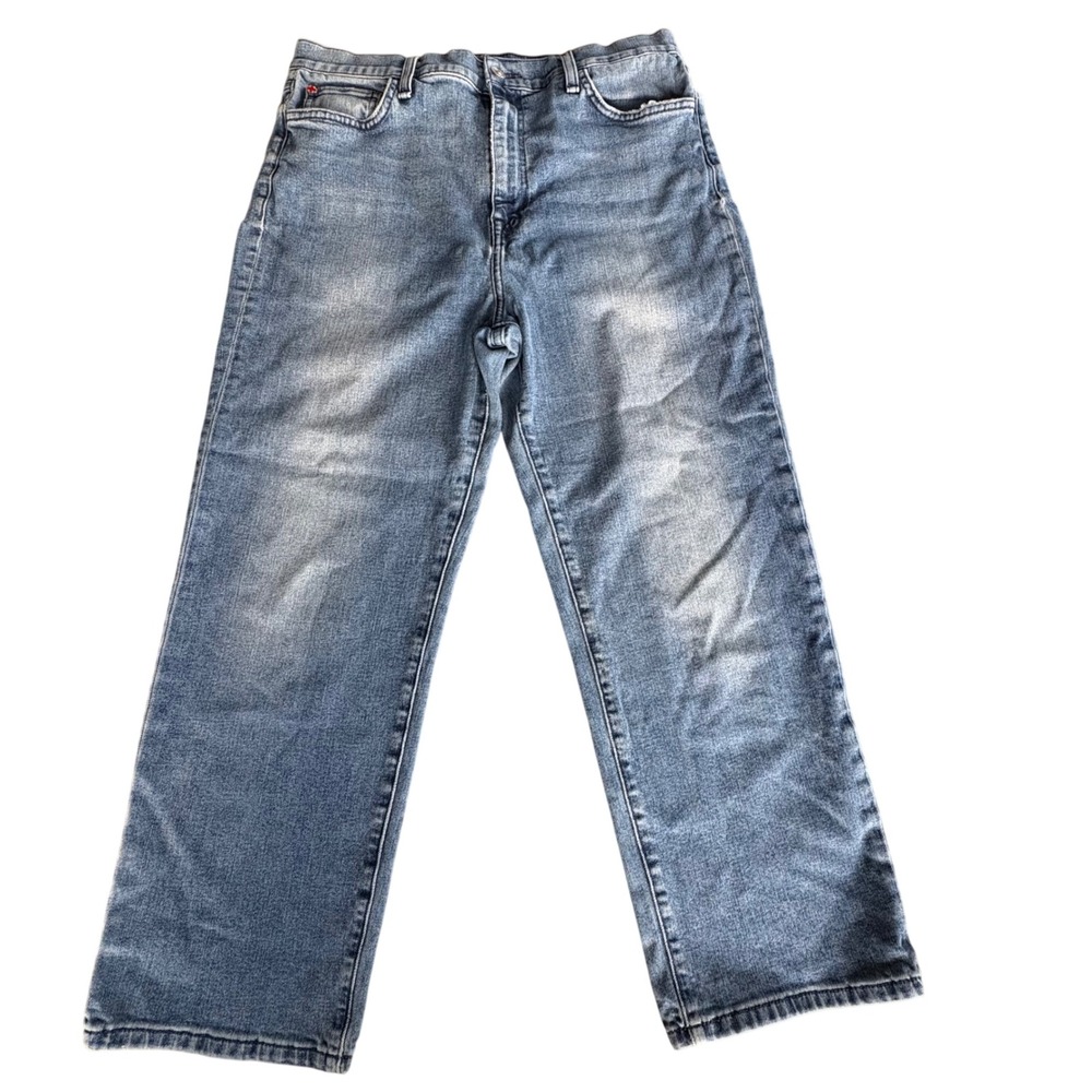 $195 Hudson Noa High Rise Straight Crop Jeans Yvonne Blue‎ Size 31 Premium Denim